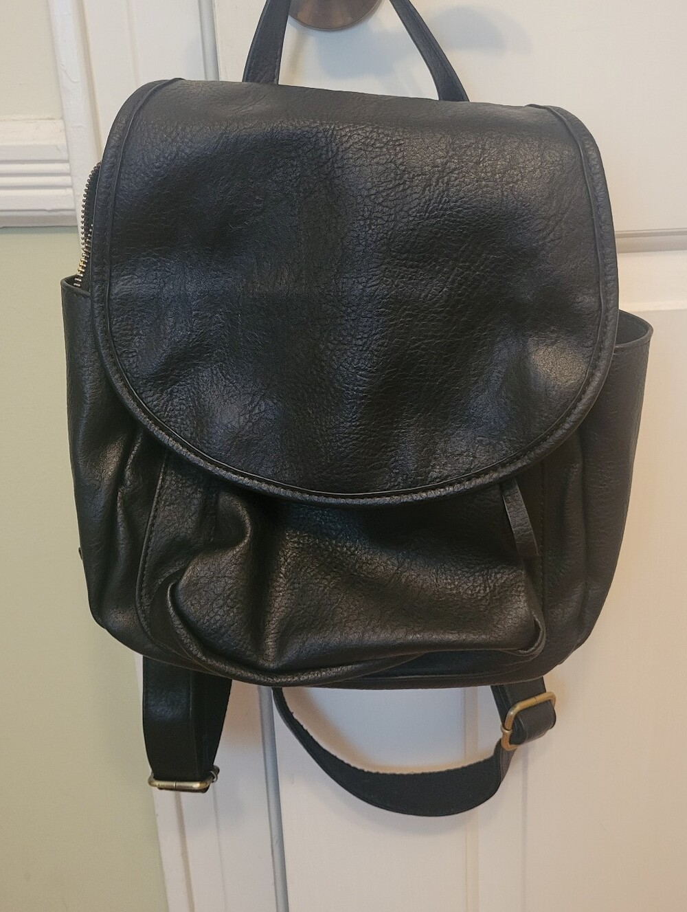 Joy Susan Blaire Backpack Purse Pocket Vegan Leather HandBag Black Travel Ladies